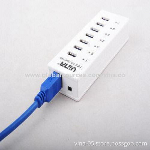 Slim External 7-port USB3.0 Hubs, 5Gbps Super Speed for PC and Laptop